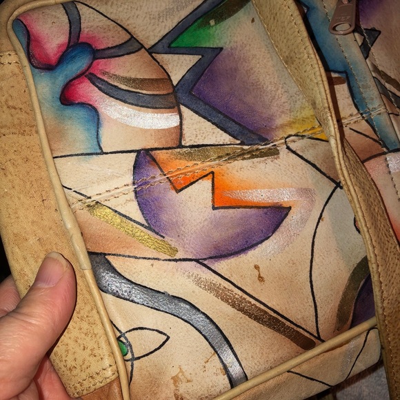 Sam Sam Genuine Leather Painted Cross Body Handbag (JJ) - Picture 10 of 12